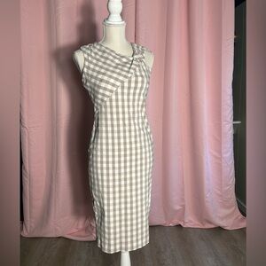 Calvin Klein office dress: neutral plaid